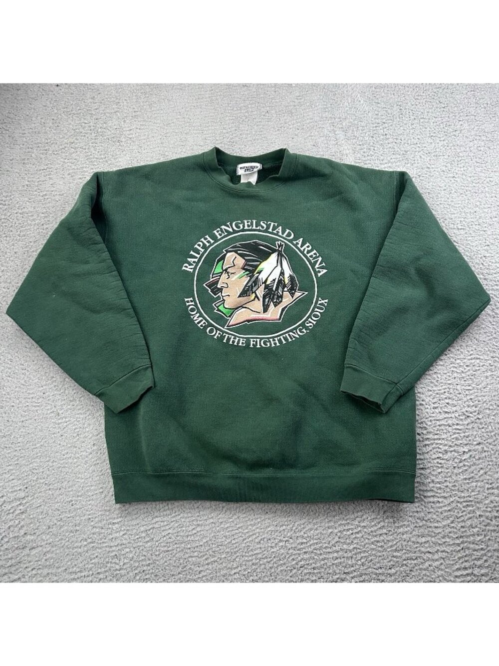 North Dakota Fighting Sioux Pullover Sweatshirt Green UND Hockey Size Large
